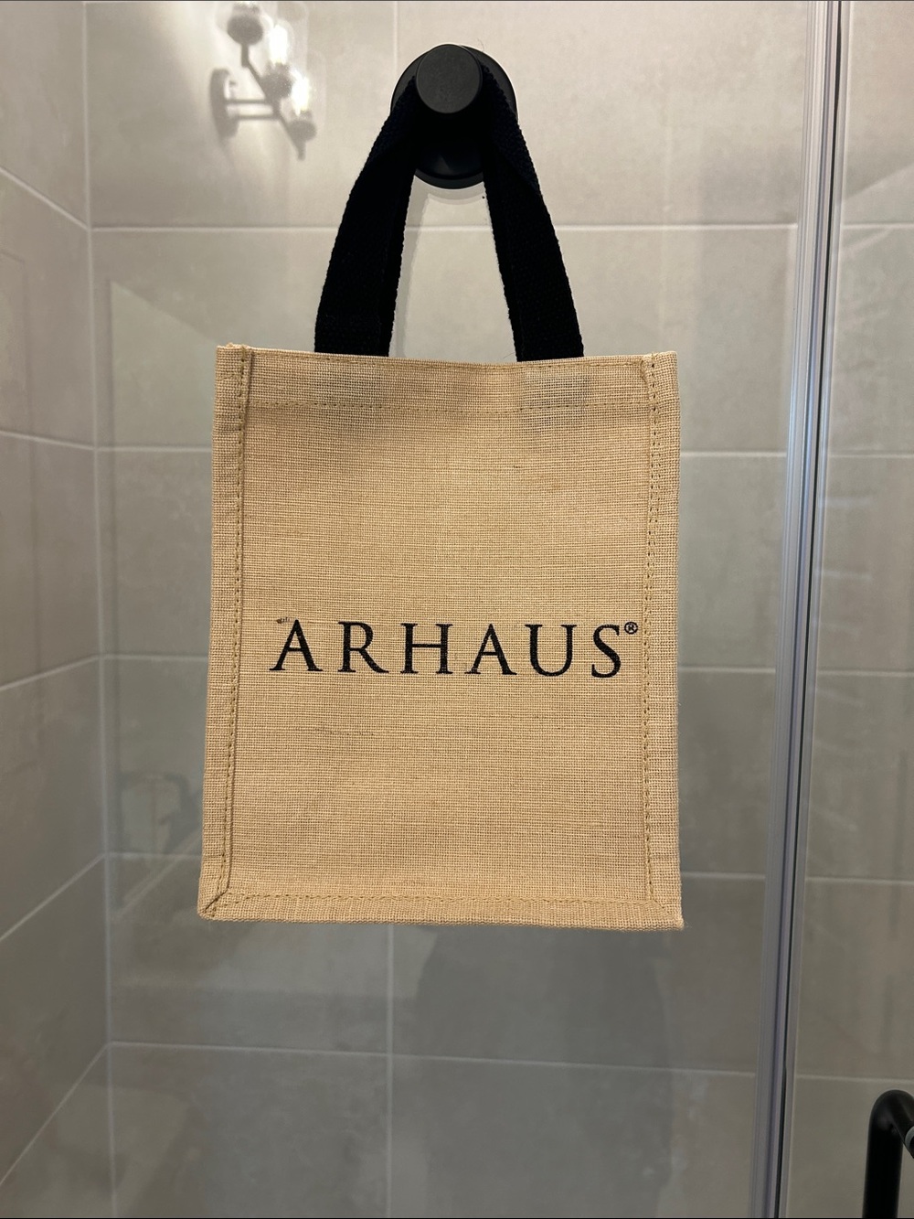 ARHAUS Beige Jute Tote with Black Handles